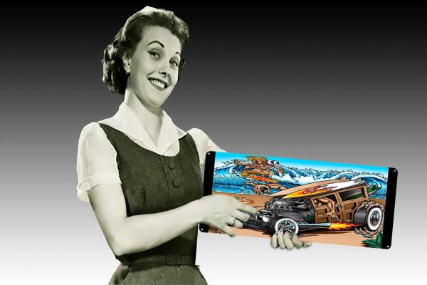Hot Rod Woody Surf 650mmx250mm Tin Sign freeshipping - garageartaustralia