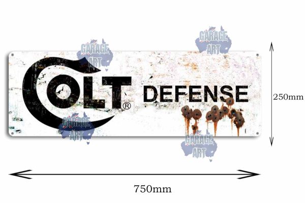 Colt Defence Rusty 750mmx250mm Tin Sign freeshipping - garageartaustralia