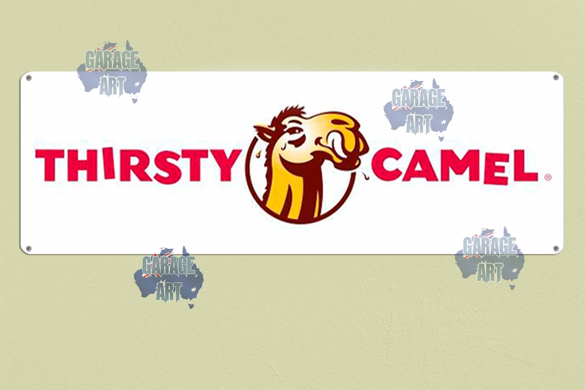 Thisty Camel Logo  750mmx250mm Tin Sign freeshipping - garageartaustralia