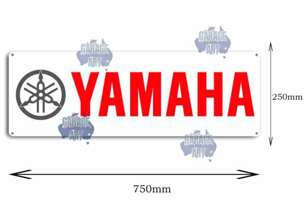 Yamaha Red Logo750x250 Tin Sign freeshipping - garageartaustralia