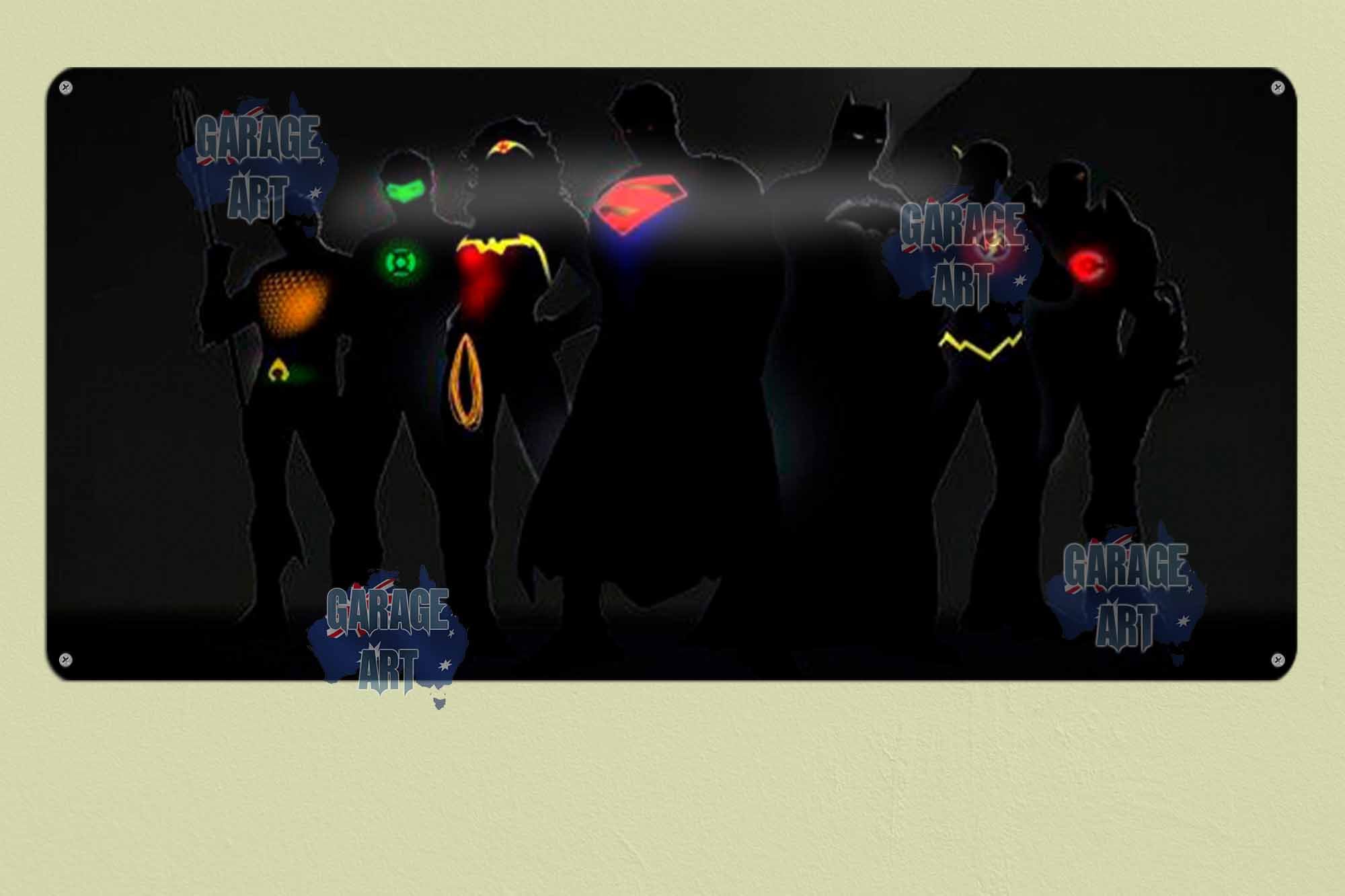 DC Comics Superheroes 750mmx380mm Tin Sign freeshipping - garageartaustralia