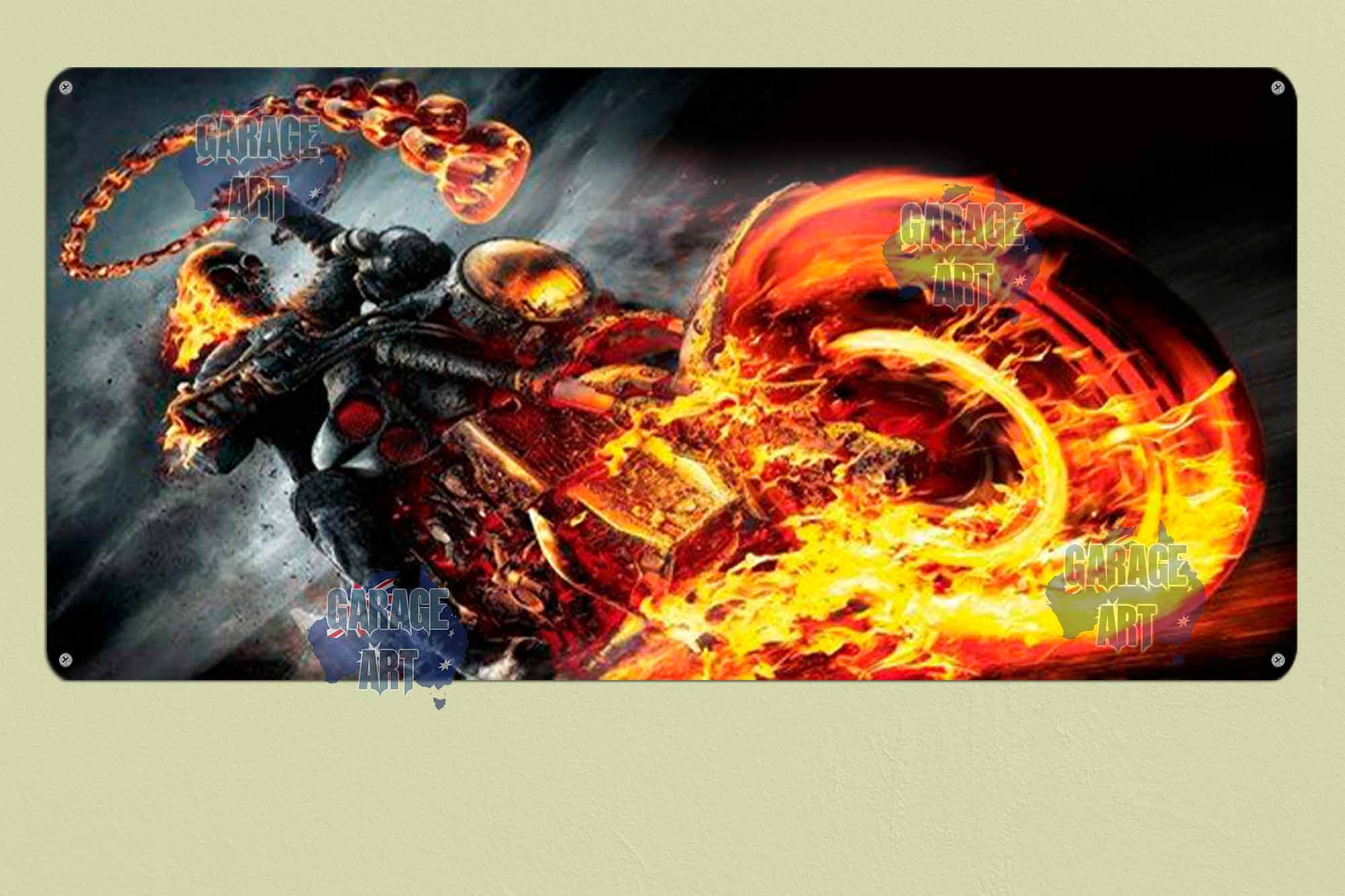 Ghost Rider 750mmx380mm Tin Sign freeshipping - garageartaustralia