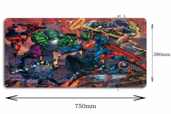 Marvel vs DC Characters 750mmx380mm Tin Sign freeshipping - garageartaustralia