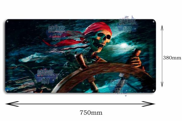 Skeleton Pirate 750mmx380mm Tin Sign freeshipping - garageartaustralia