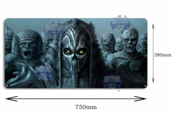 Skull Warriors 750mmx380mm Tin Sign freeshipping - garageartaustralia