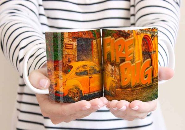 VW Beetle Fire Bug 11oz Mug freeshipping - garageartaustralia