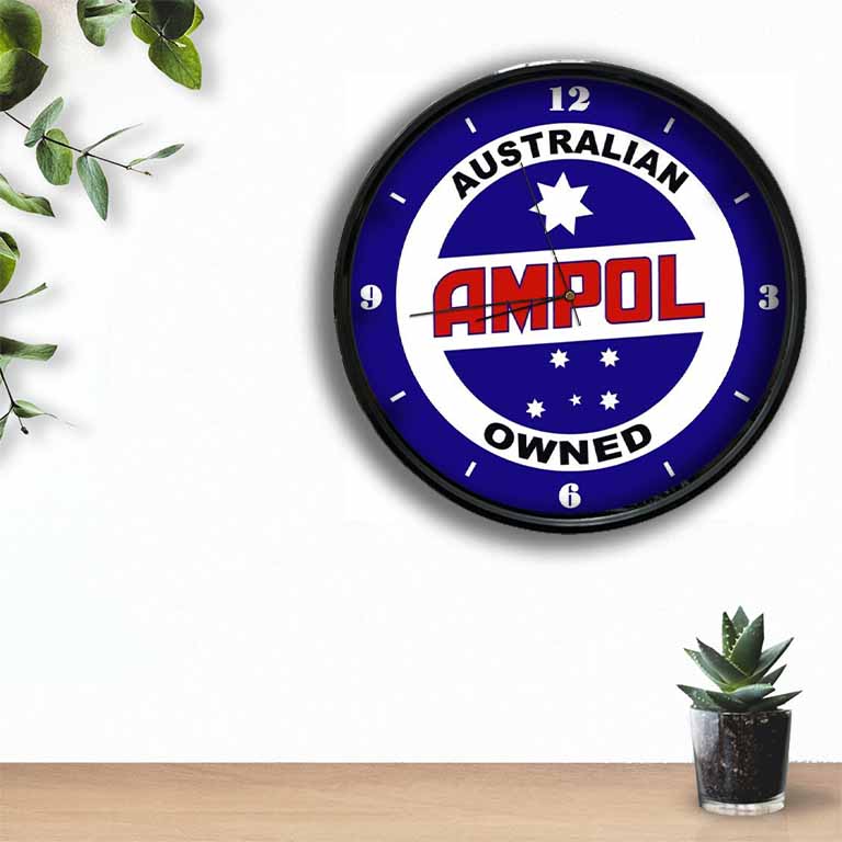 Ampol Australian Owned Logo Clock freeshipping - garageartaustralia