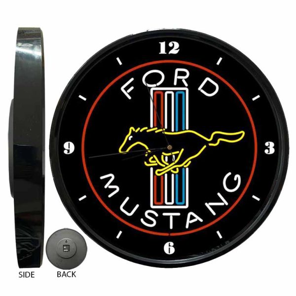 Ford Mustang Fluro Logo Clock freeshipping - garageartaustralia
