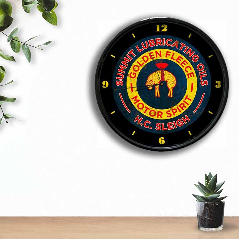 Golden Fleece Motor Spirit Logo Clock freeshipping - garageartaustralia