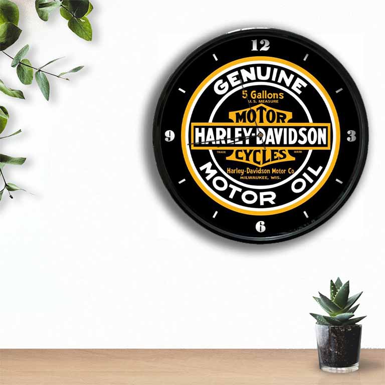 Harley Davidson Motor Oil Logo Clock freeshipping - garageartaustralia