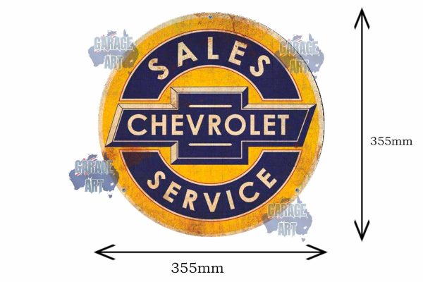 Super Chev Service Round 355mmDia Tin Sign freeshipping - garageartaustralia
