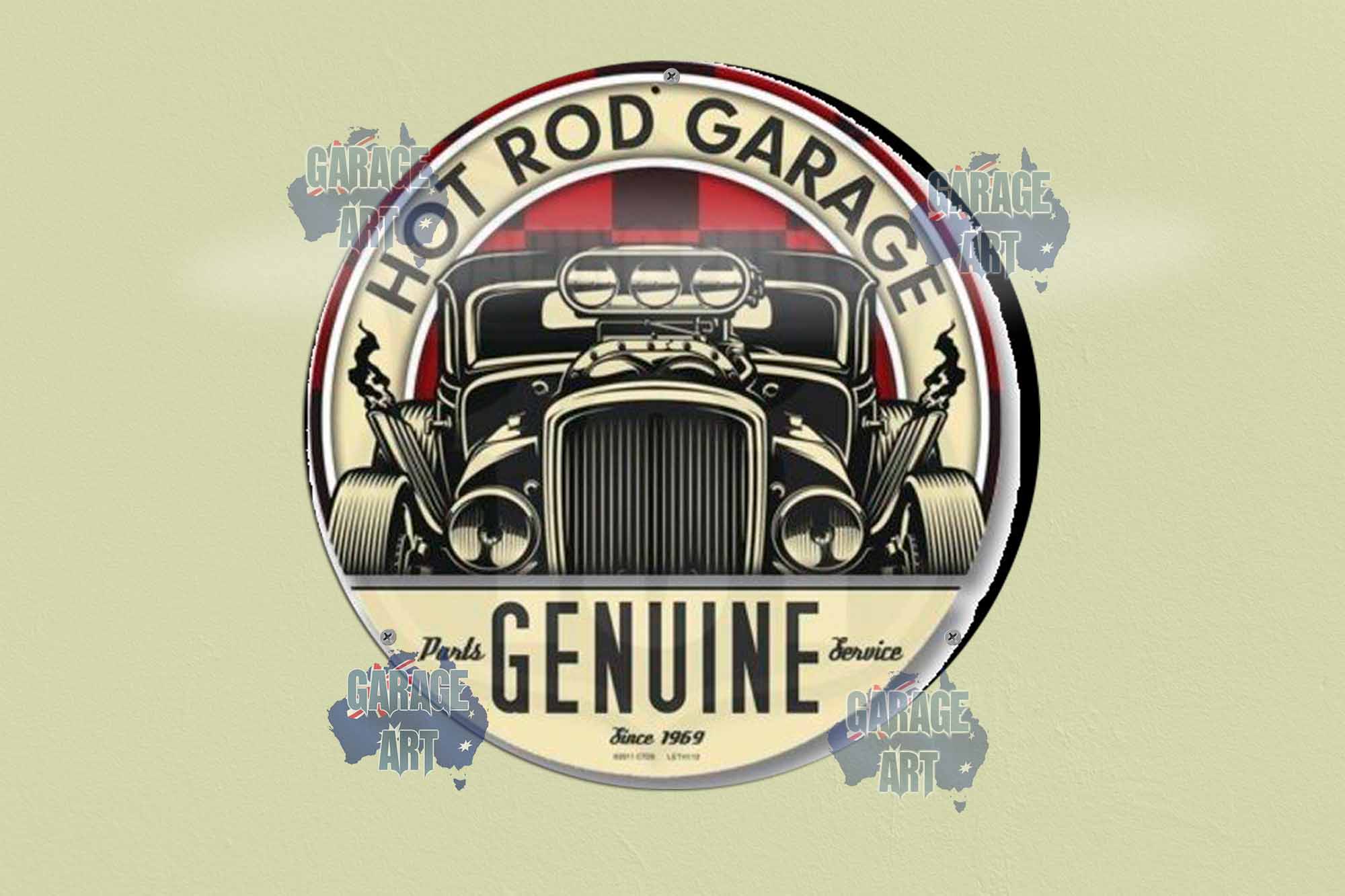 Genuine Hot rod Garage 355mmDia Tin Sign freeshipping - garageartaustralia