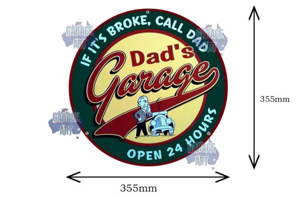 Dads if its Broke Garage 355mmDia Tin Sign freeshipping - garageartaustralia