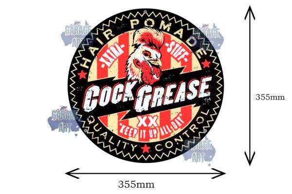 Cock Grease Keep it up 355mmDia Tin Sign freeshipping - garageartaustralia