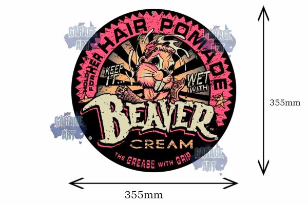 Beaver Hair Cream 355mmDia Tin Sign freeshipping - garageartaustralia
