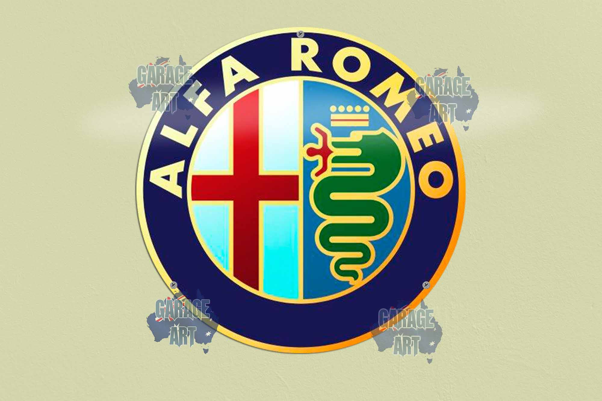 Alpha Romeo 355mmDia Tin Sign freeshipping - garageartaustralia