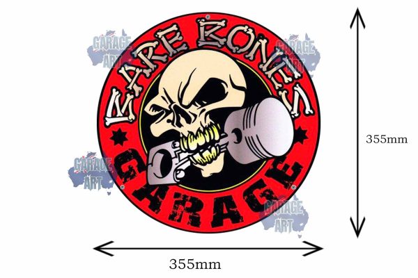 Bare Bones Garage 355mmDia Tin Sign freeshipping - garageartaustralia