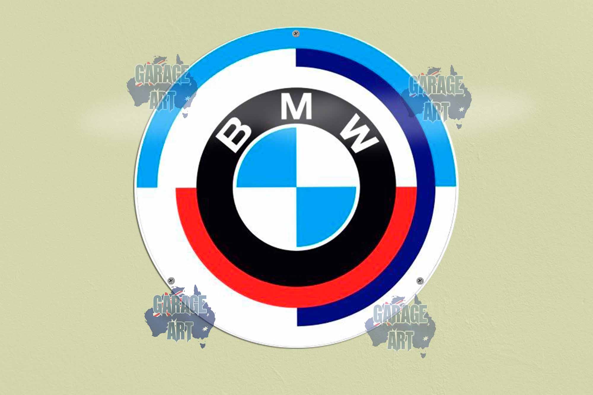 BMW Racing Logo 355mmDia Tin Sign freeshipping - garageartaustralia