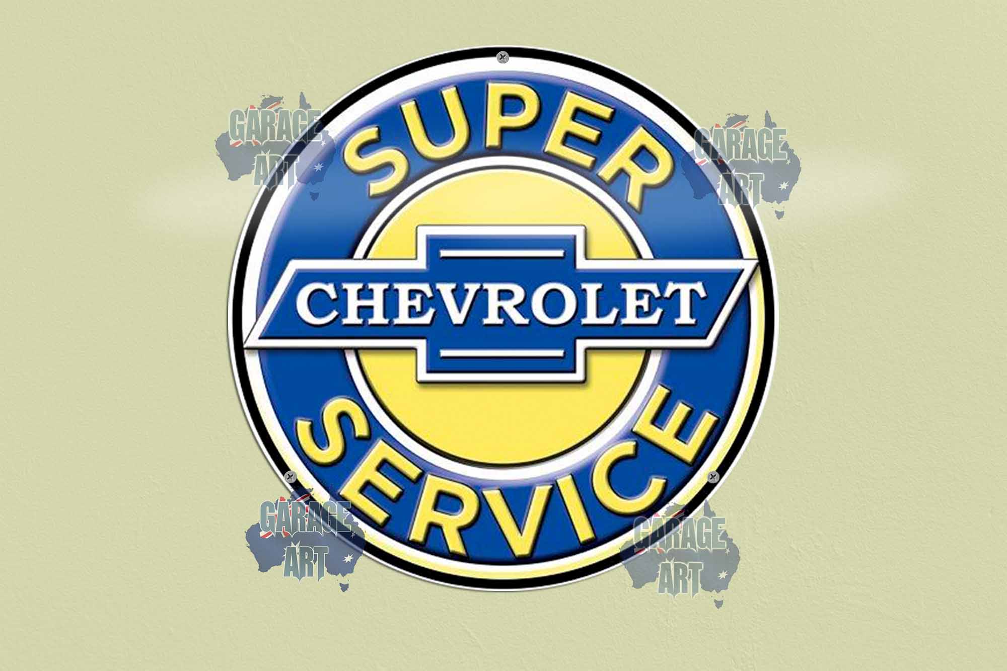 Chevrolet Sales and Service 355mmDia 355mmDia Tin Sign freeshipping - garageartaustralia