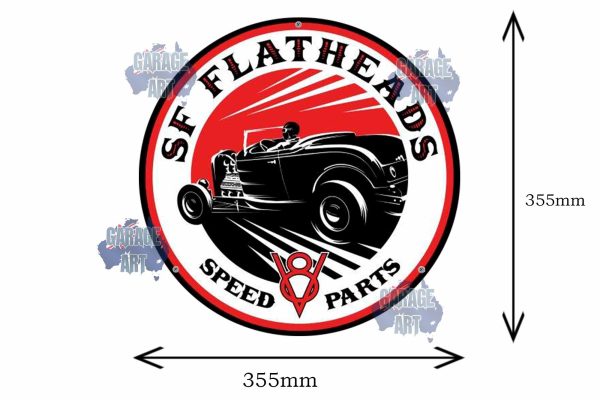 Flathead V8 355mmDia Tin Sign freeshipping - garageartaustralia