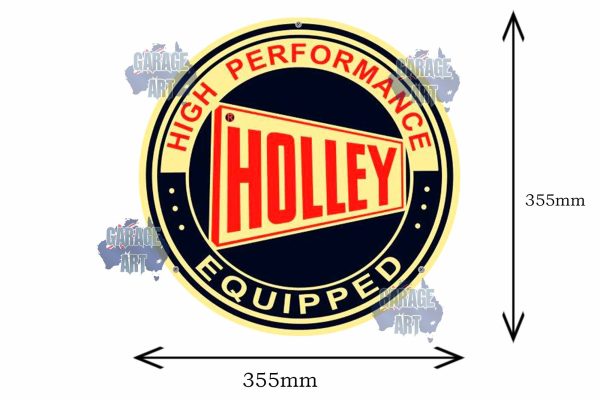 Holley Equipped 355mmDia Tin Sign freeshipping - garageartaustralia