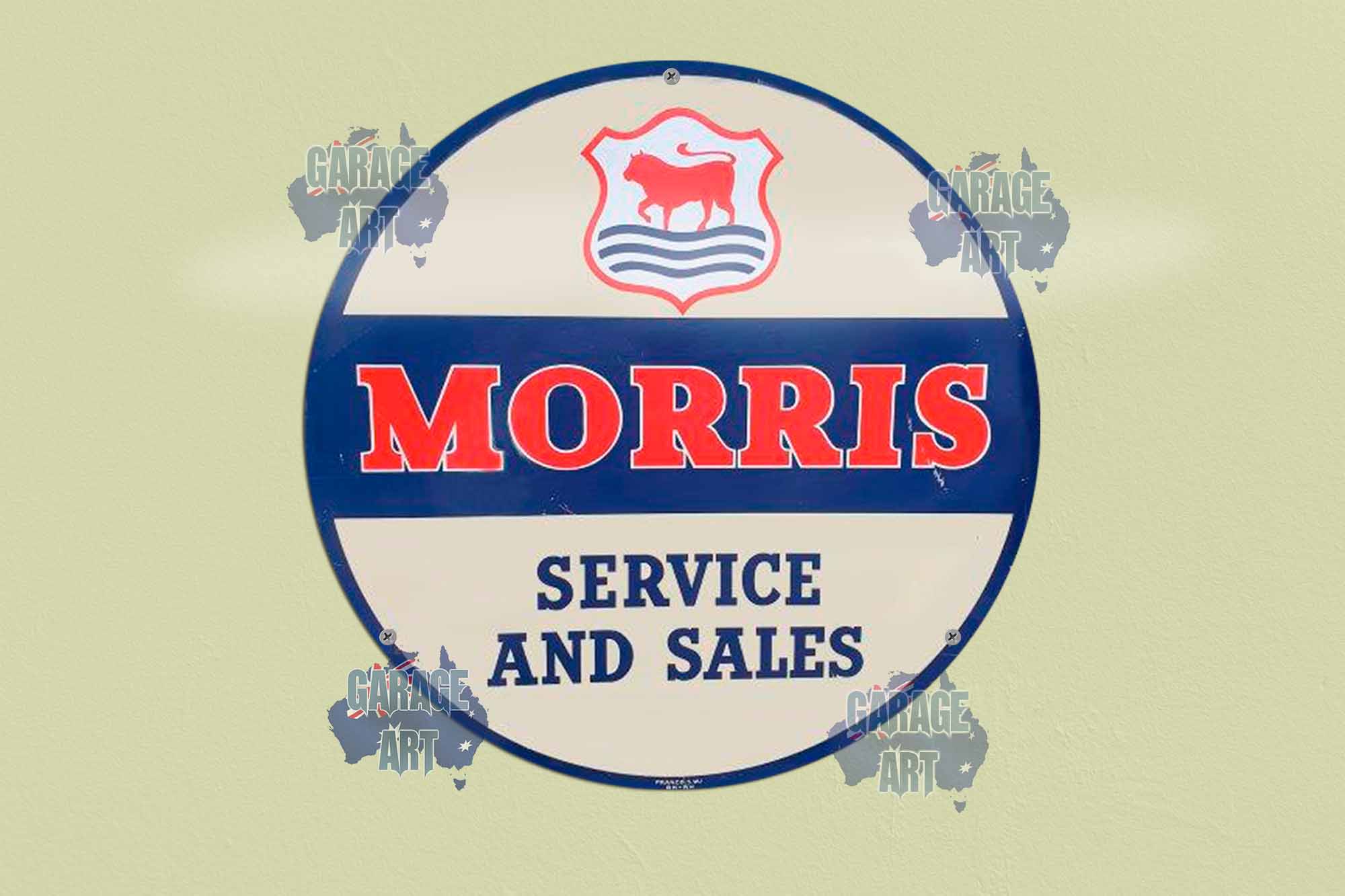 Morris Sales Service 355mmDia Tin Sign freeshipping - garageartaustralia