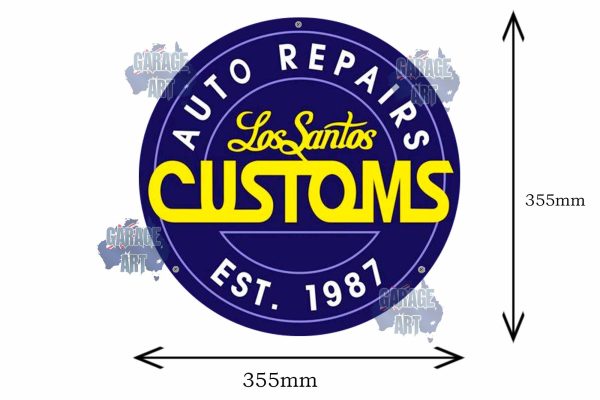 Los Santos Customs 355mmDia Tin Sign freeshipping - garageartaustralia