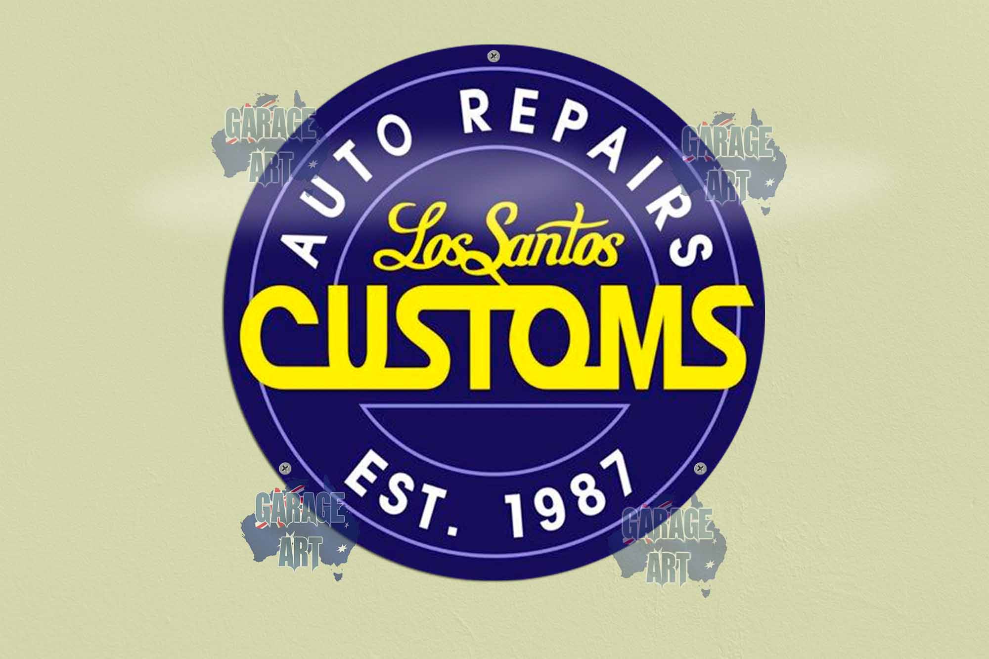 Los Santos Customs 355mmDia Tin Sign freeshipping - garageartaustralia