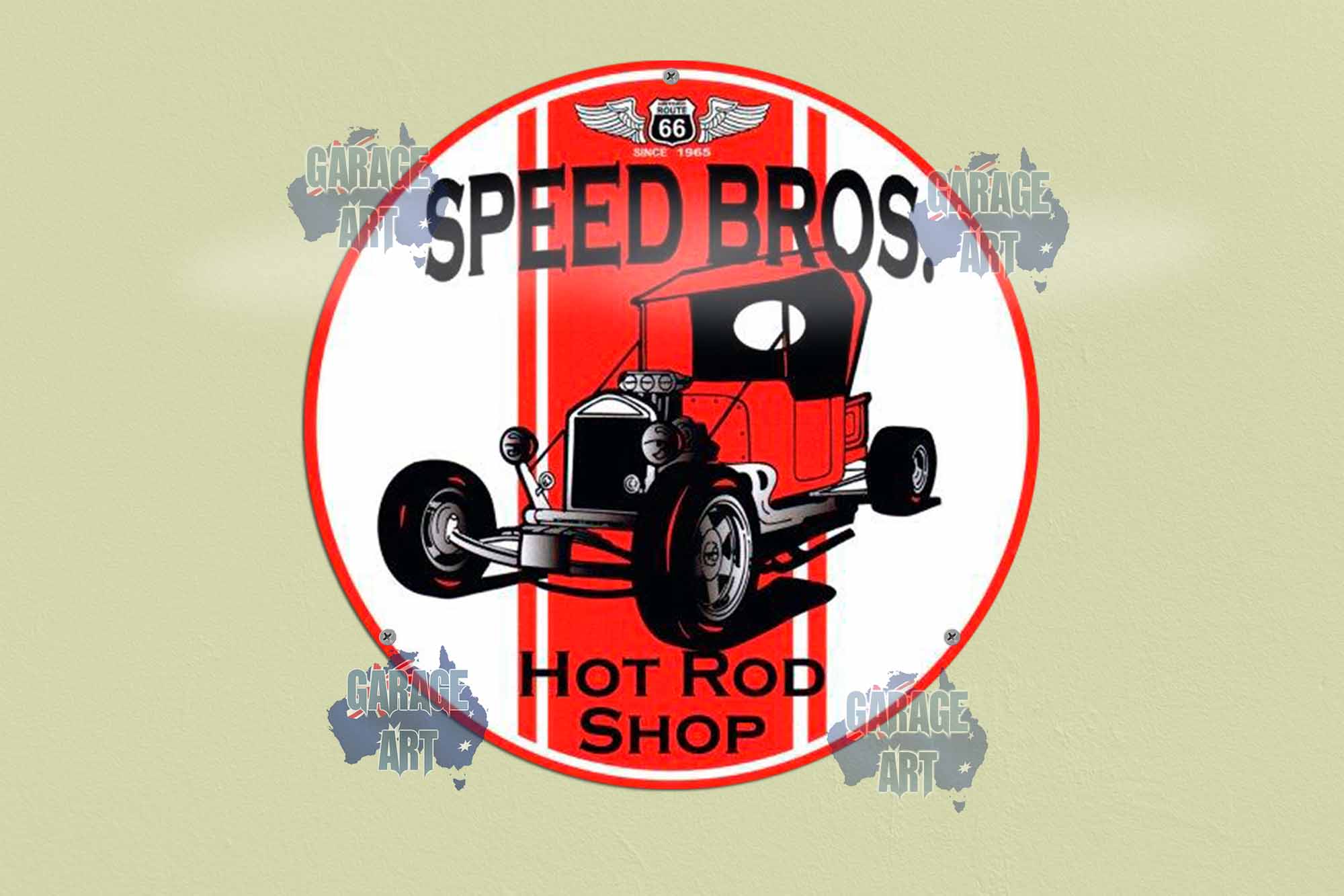 Speed Bros Hot Rod Shop Since 1965 355mmDia Tin Sign freeshipping - garageartaustralia