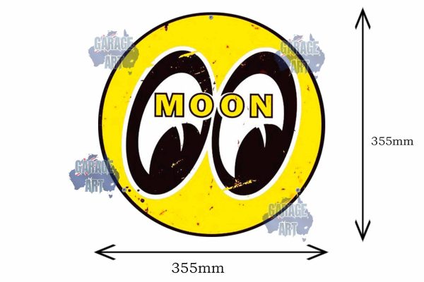 Moon Logo 355mmDia Tin Sign freeshipping - garageartaustralia