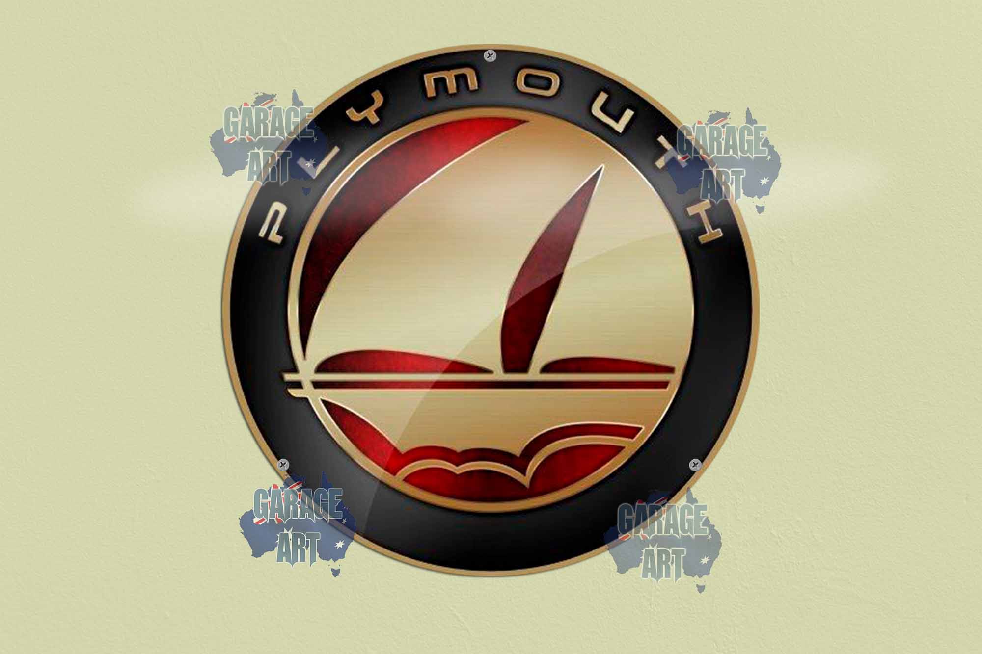 Plymouth Logo 355mmDia Tin Sign freeshipping - garageartaustralia