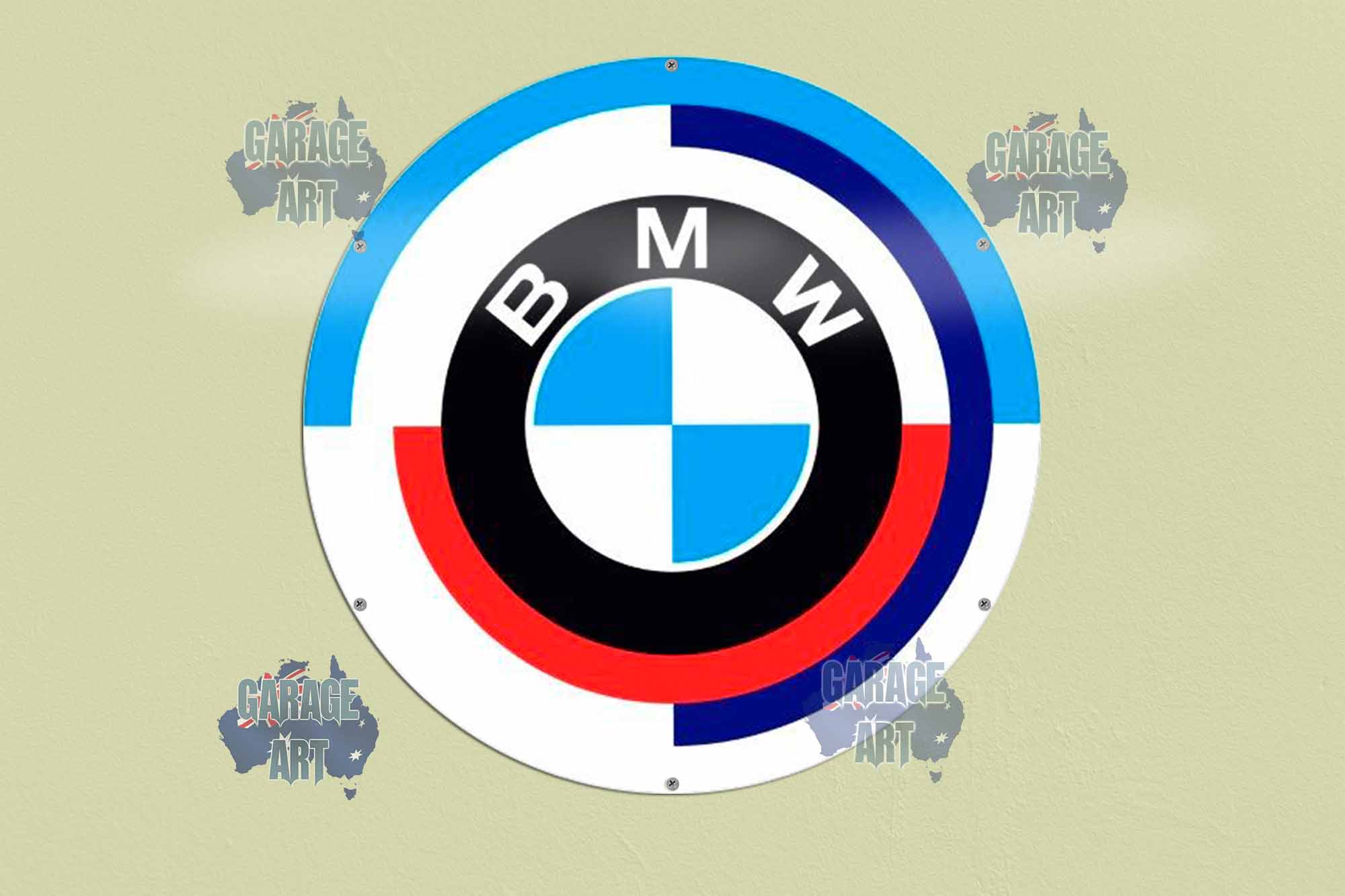 BMW Racing Logo 560Dia Tin Sign freeshipping - garageartaustralia
