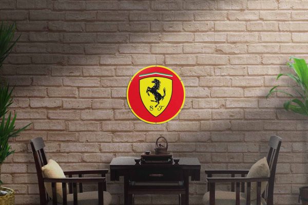 Ferrari Logo 560Dia Tin Sign freeshipping - garageartaustralia
