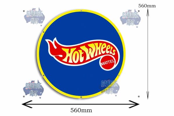 Hot Wheels Logo 560Dia Tin Sign freeshipping - garageartaustralia