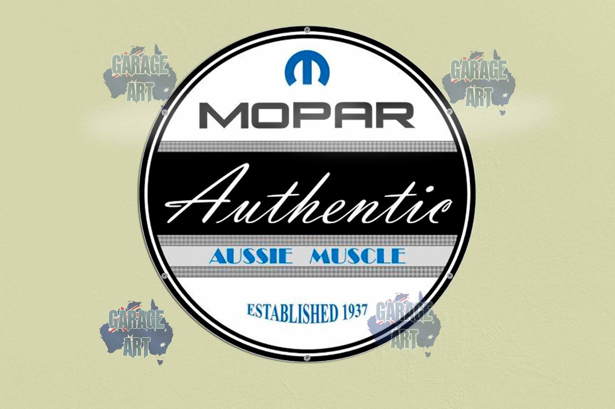 Mopar Authentic Aussie Muscle 560Dia Tin Sign freeshipping - garageartaustralia