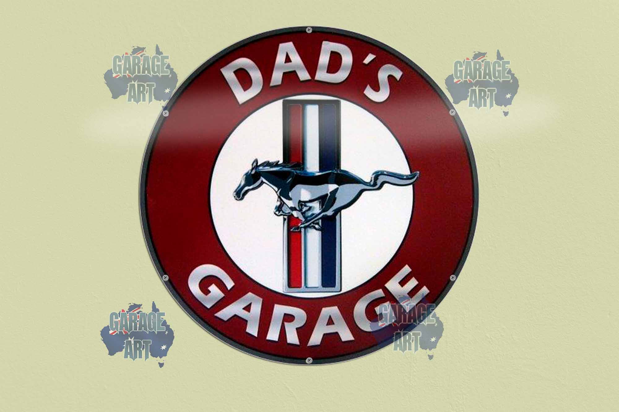 Mustang Dads Garage 560Dia Tin Sign freeshipping - garageartaustralia