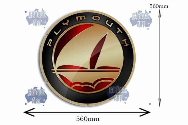 Plymouth Logo 560Dia Tin Sign freeshipping - garageartaustralia