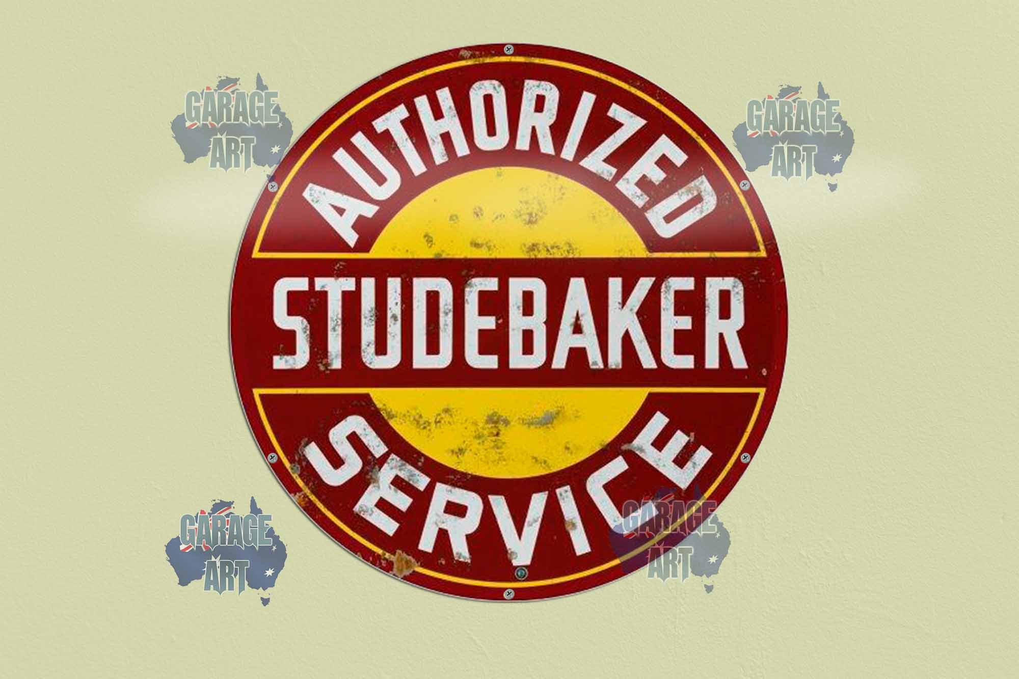 Studebaker Authorized Service Old Logo 560Dia Tin Sign freeshipping - garageartaustralia