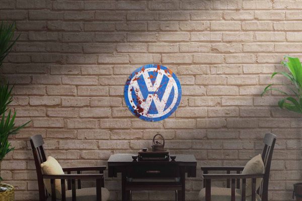 Volkswagen Rusty Logo 560Dia Tin Sign freeshipping - garageartaustralia