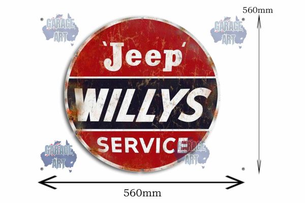 Willy's Jeep 560Dia Tin Sign freeshipping - garageartaustralia