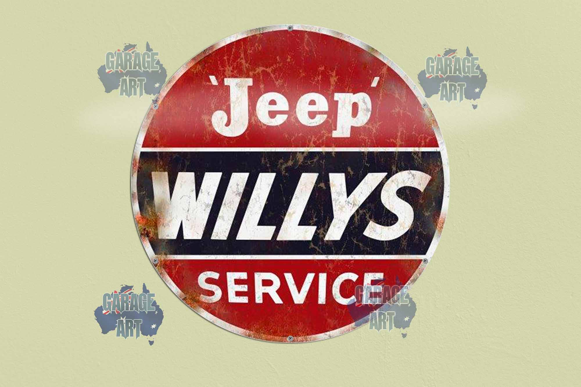 Willy's Jeep 560Dia Tin Sign freeshipping - garageartaustralia