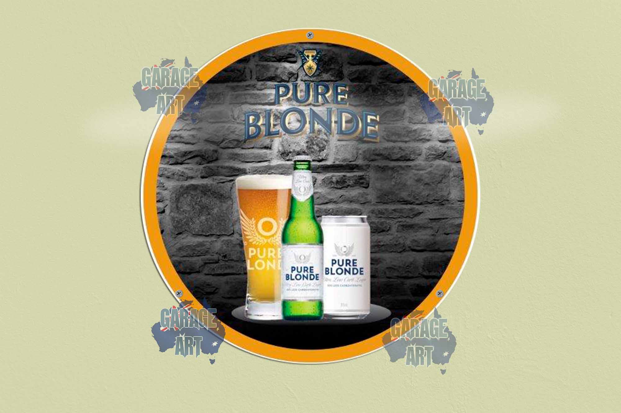 Pure Blonde Beer 355mmDIa Tin Sign freeshipping - garageartaustralia