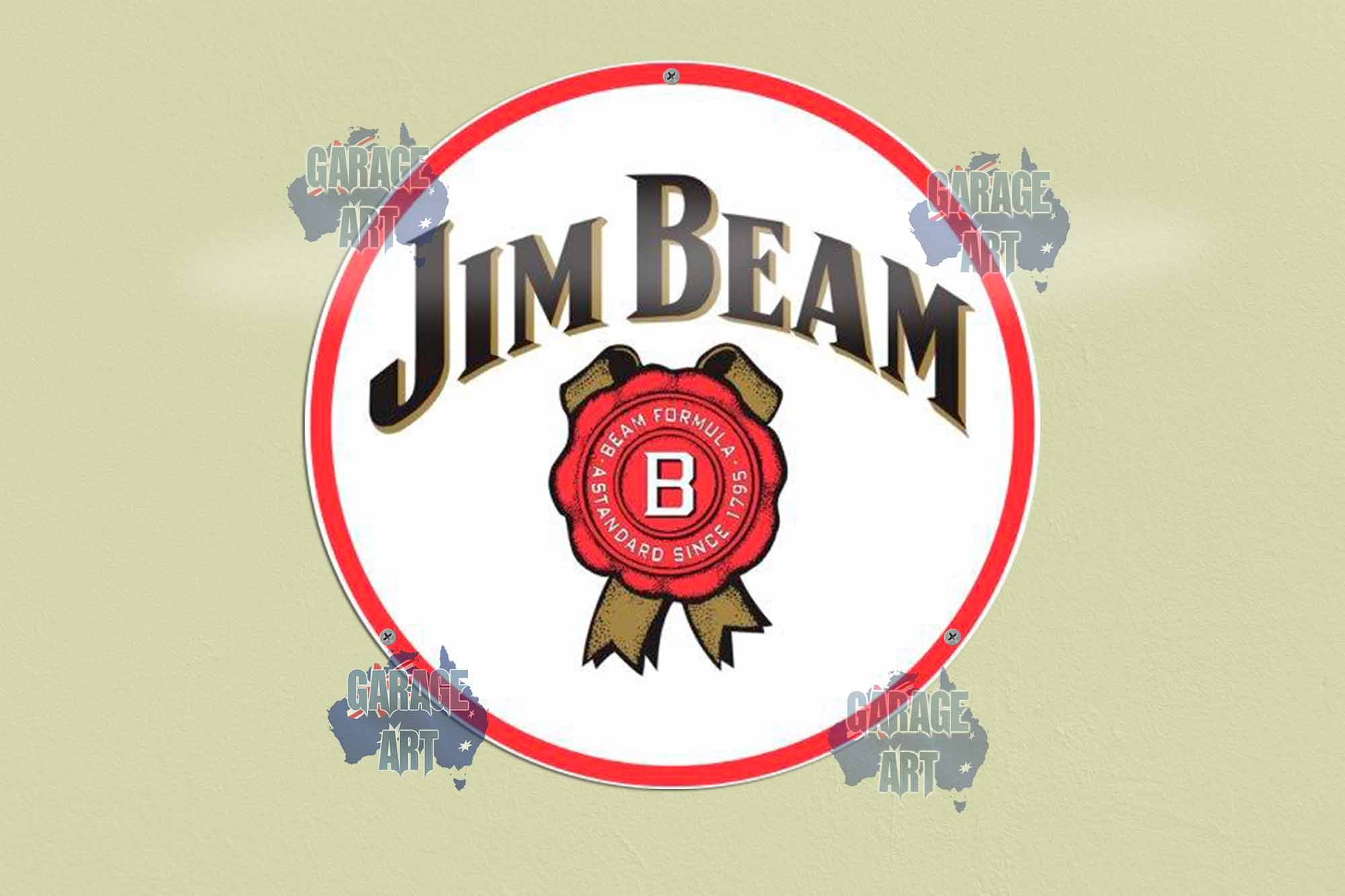 Jim Bean Tin Sign 355mmDIa Tin Sign freeshipping - garageartaustralia