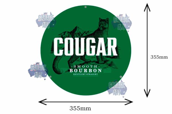 Cougar Smooth Bourbon Tin Sign 355mmDIa Tin Sign freeshipping - garageartaustralia