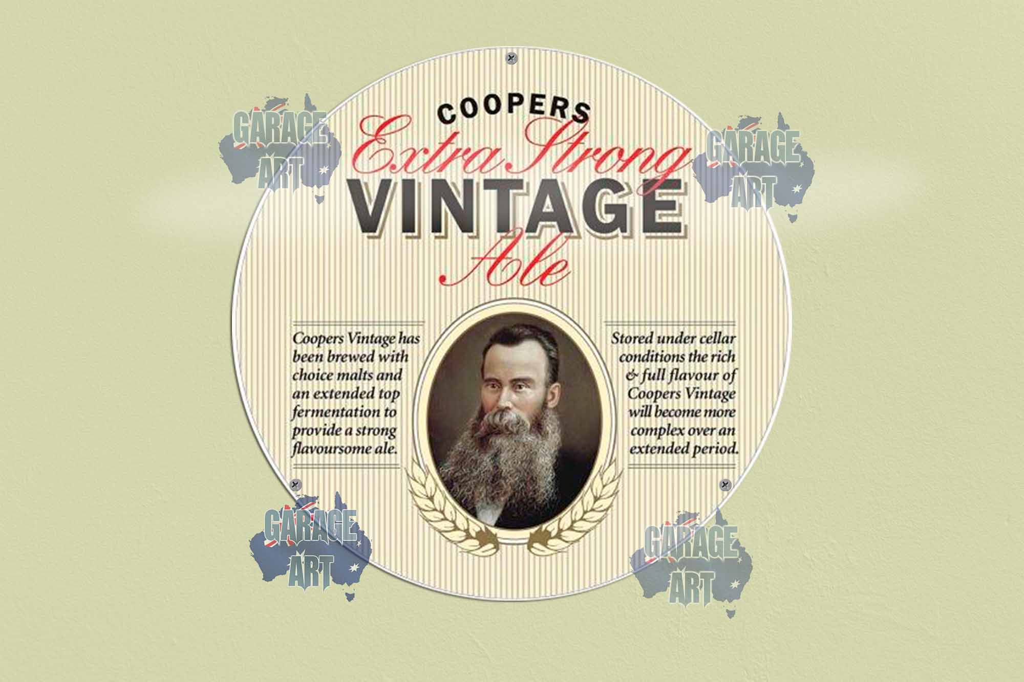 Coopers Extra Strong Vintage Ale Beer Tin Sign 355mmDIa Tin Sign freeshipping - garageartaustralia