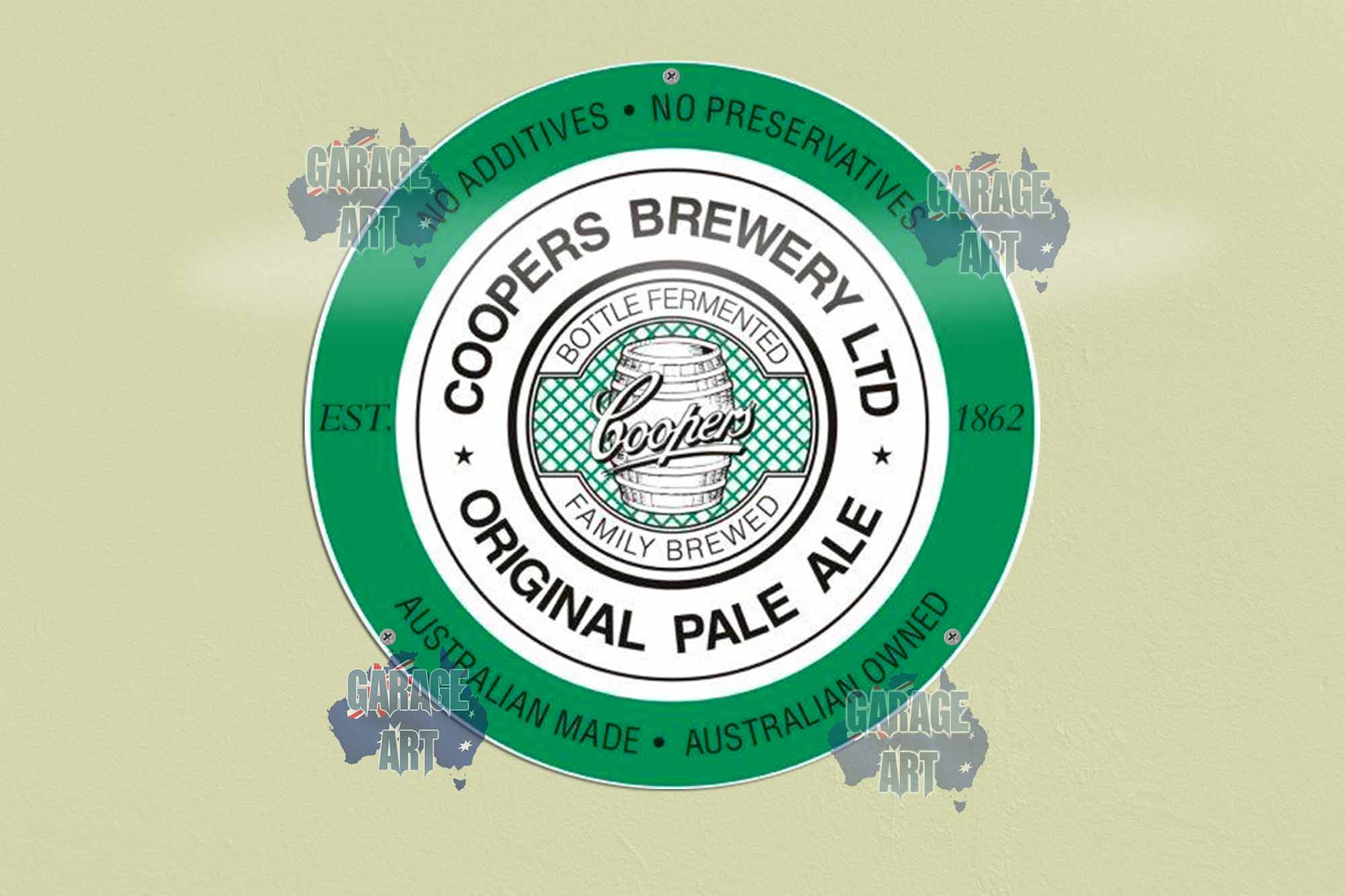 Coopers Brewery Original Pale Ale Tin Sign 355mmDIa Tin Sign freeshipping - garageartaustralia