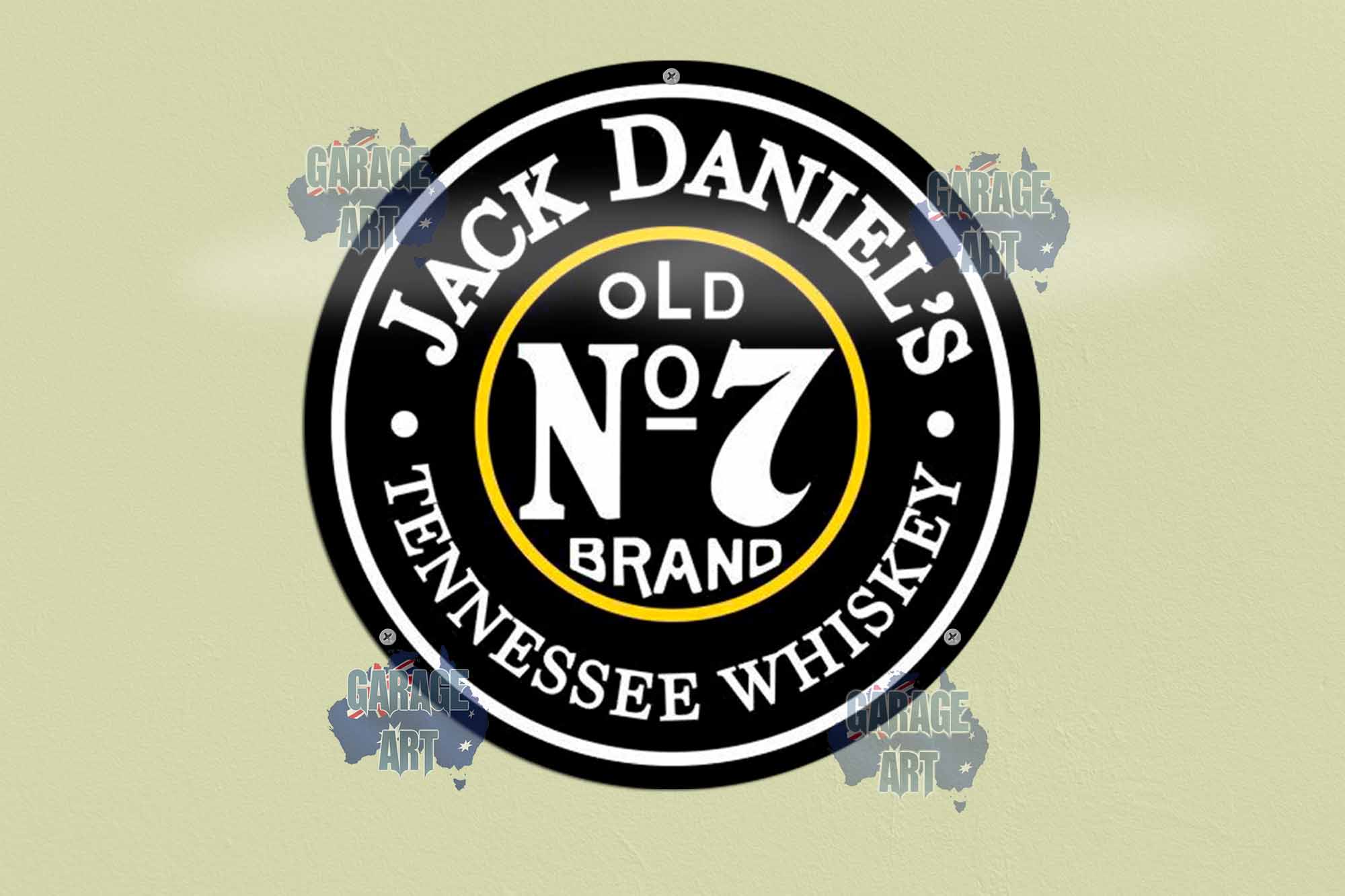 Jack Daniels Old No7 Brand 355mmDIa Tin Sign freeshipping - garageartaustralia