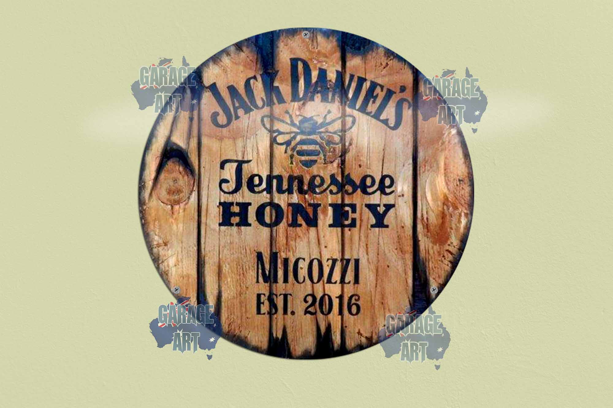 Jack Daniels Tennessee Honey 355mmDIa Tin Sign freeshipping - garageartaustralia