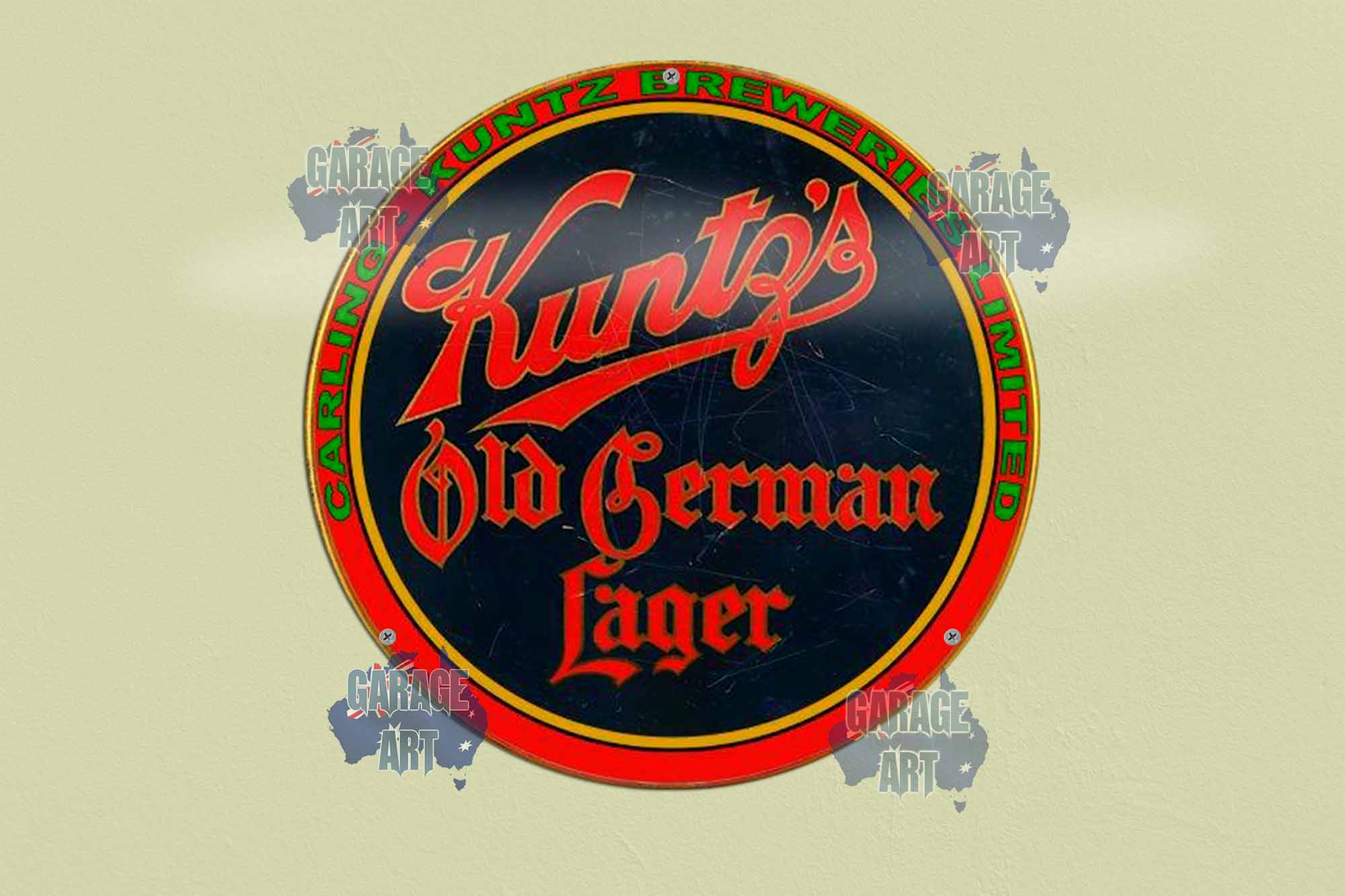 Kuntzs Old German Beer 355mmDIa Tin Sign freeshipping - garageartaustralia