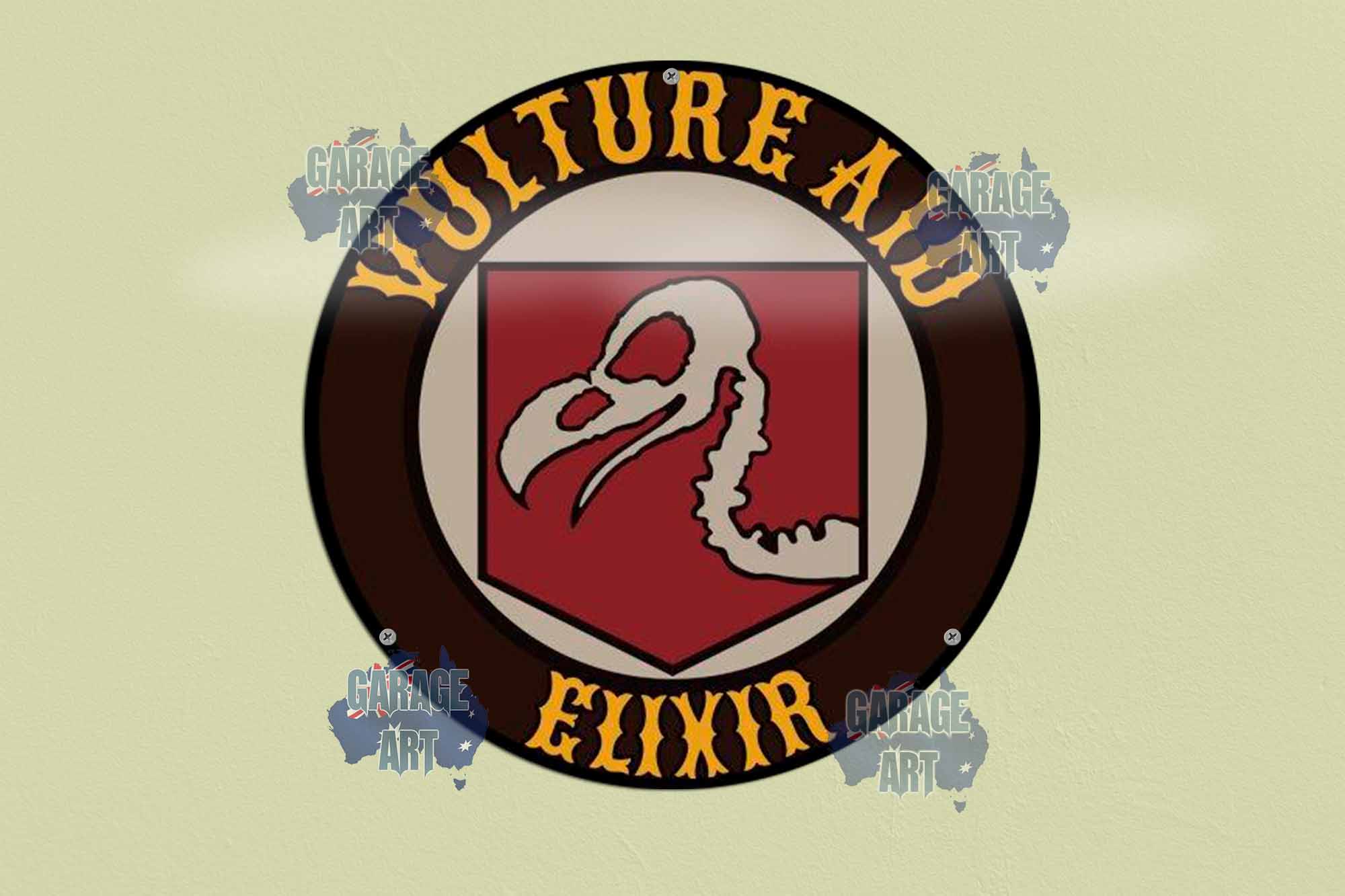 Vulture Aid Elixir 355mmDIa Tin Sign freeshipping - garageartaustralia
